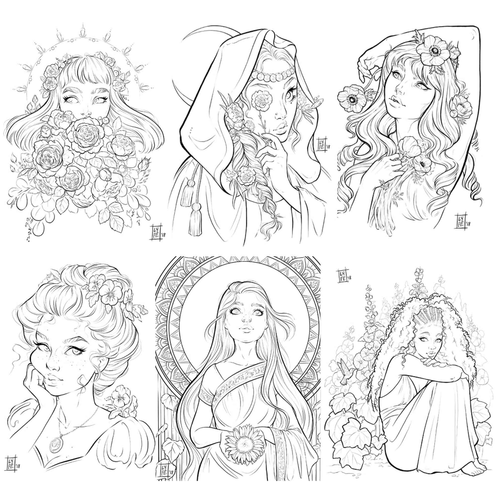 LAST Special Edition Flower Girls Physical Coloring Book - Lyfe Illustration